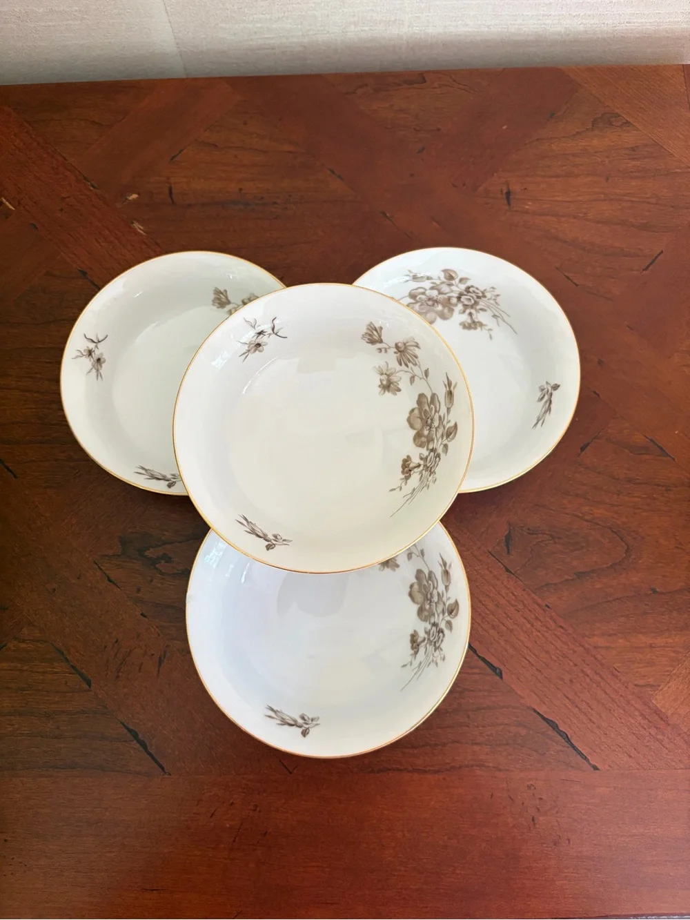 Vintage Johann Haviland Twilight Rose Set of 4 Berry Bowls, Bavaria Germany,
